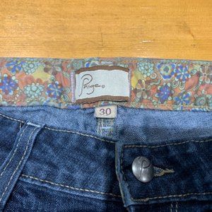 PAIGE Peg Skinny Blue Jeans SZ 30 Floral Design Lining Waist and Pockets